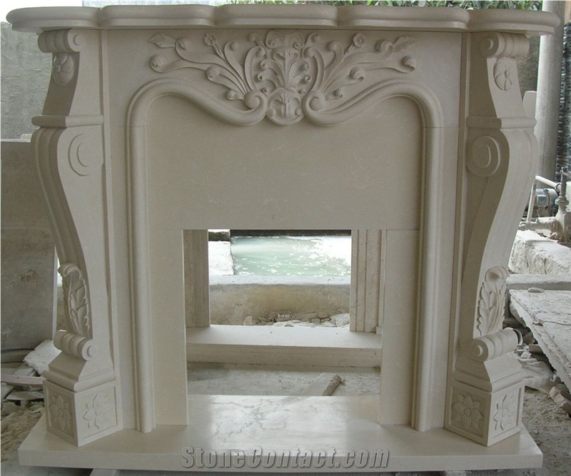 Indoor Marble Fireplace Handcarved Customized