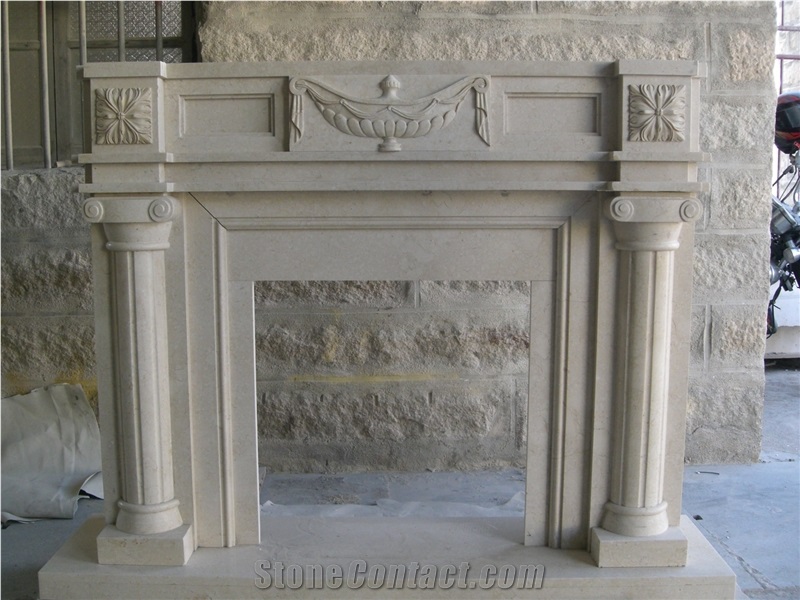 Indoor Marble Fireplace Handcarved Customized