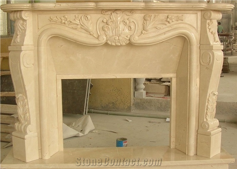 Indoor Marble Fireplace Handcarved Customized