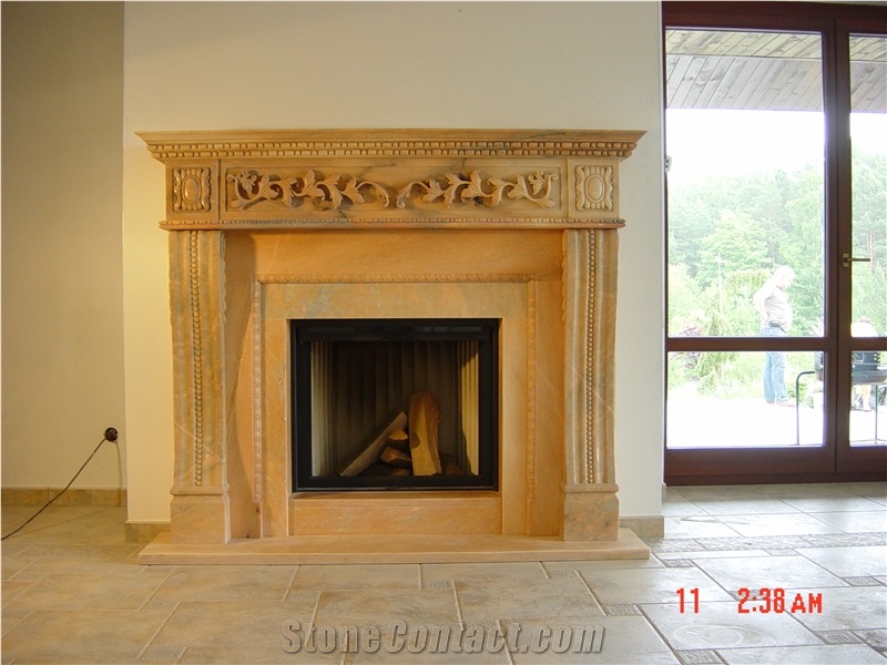 Indoor Marble Fireplace Handcarved Customized