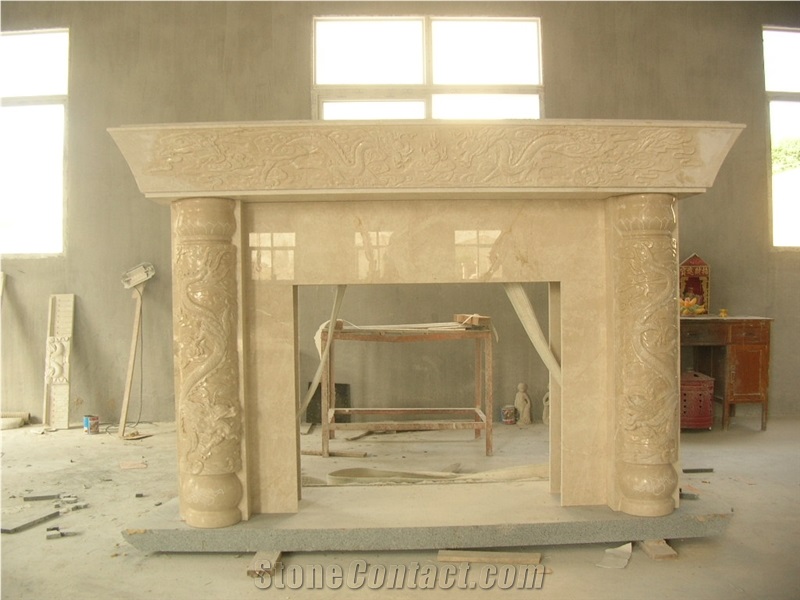 Indoor Marble Fireplace Handcarved Customized
