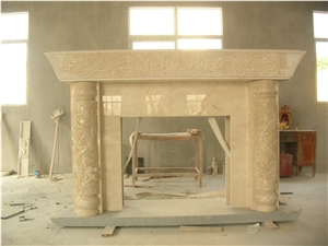 Indoor Marble Fireplace Handcarved Customized