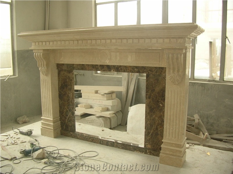 Indoor Marble Fireplace Handcarved Customized