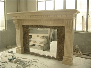 Indoor Marble Fireplace Handcarved Customized