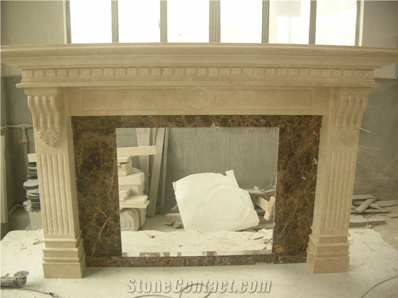 Indoor Marble Fireplace Handcarved Customized