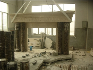 Indoor Marble Fireplace Handcarved Customized