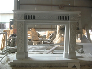 Indoor Marble Fireplace Handcarved Customized