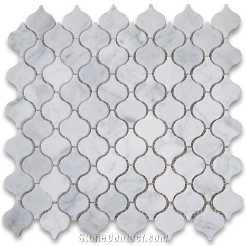 Carrara White Lantern Shaped Mosaic Pattern