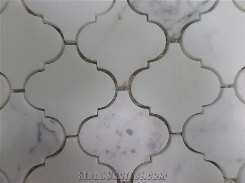 Carrara White Lantern Shaped Mosaic Pattern