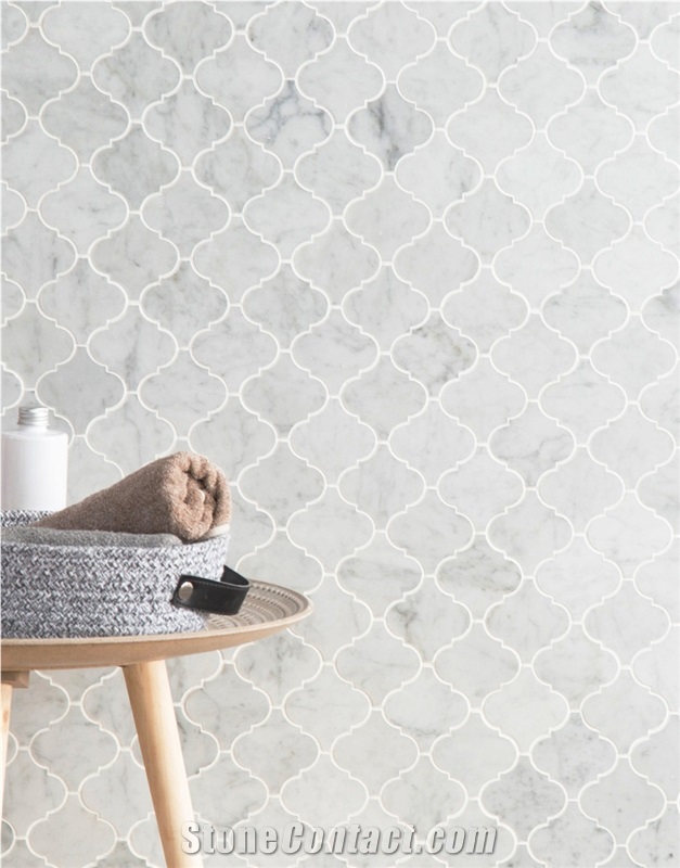 Carrara White Lantern Shaped Mosaic Pattern