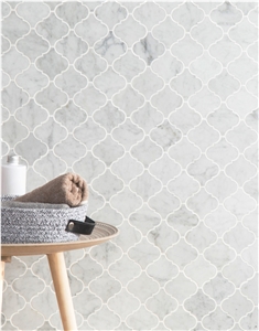 Carrara White Lantern Shaped Mosaic Pattern