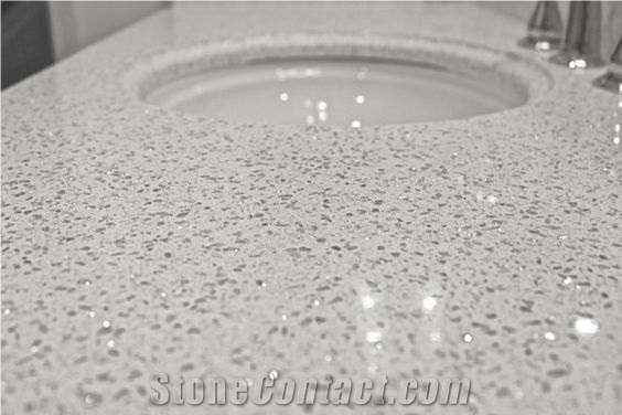 Sparkle White Quartz Stone Tiles,Quartz Countertop