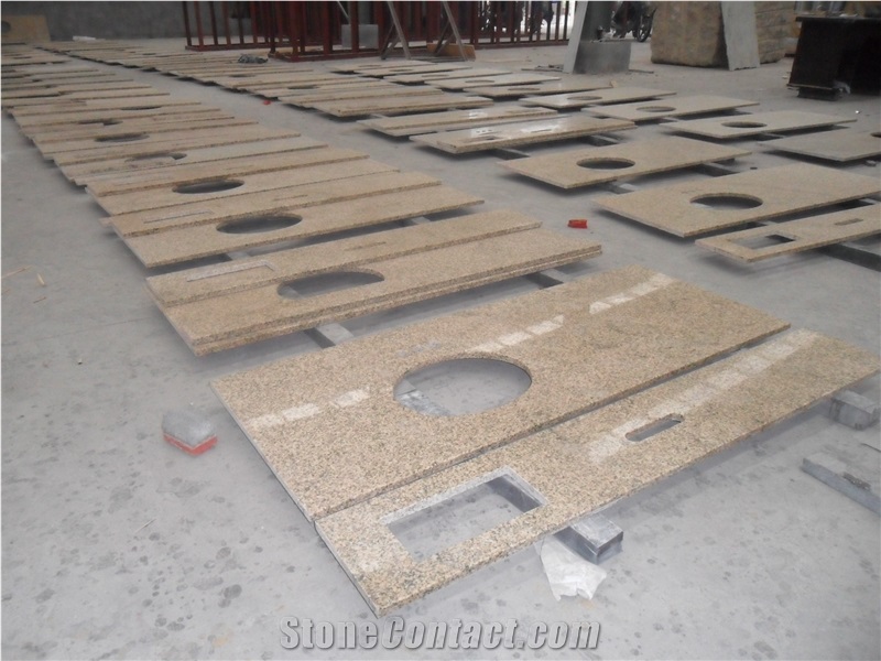 Tiger Skin Yellow Granite Bathroom Vanity Tops