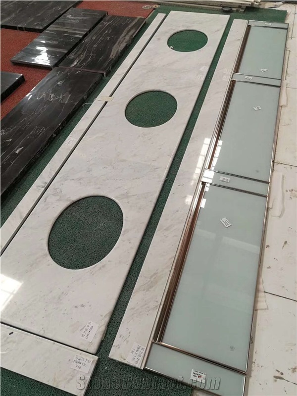 Volakas White Marble Double Vanity Top for Public