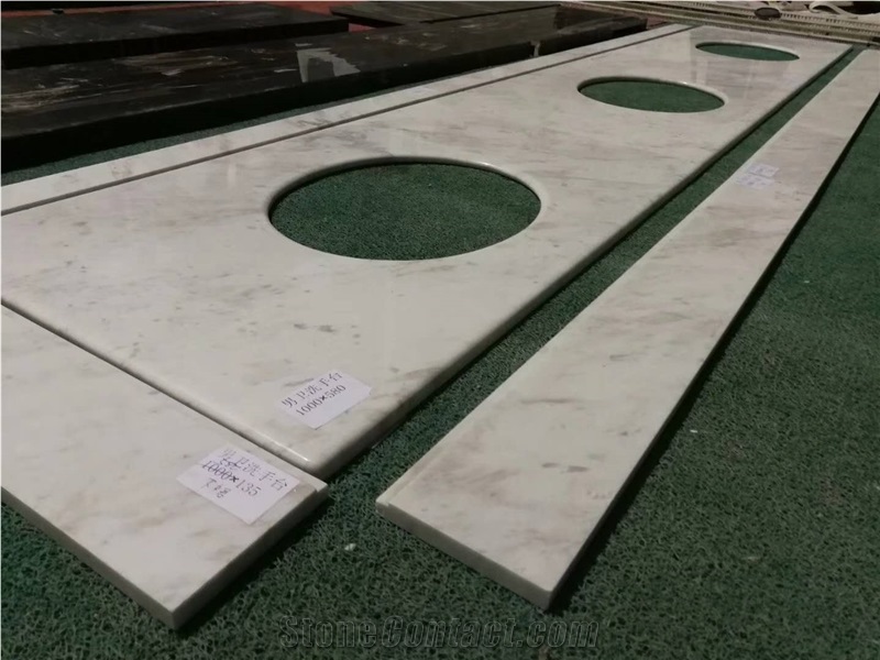 Volakas White Marble Double Vanity Top for Public