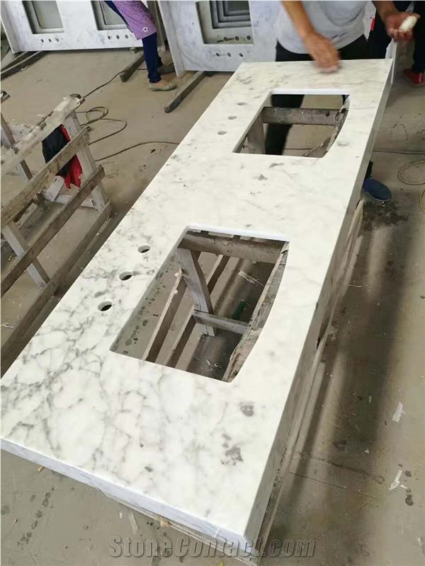 White Marble Countertops,Double Vantiy Tops