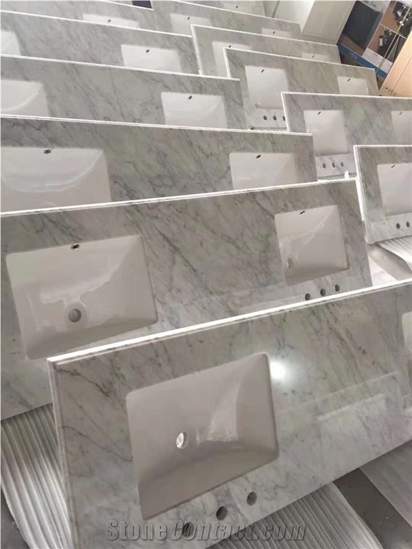 White Marble Countertops,Double Vantiy Tops