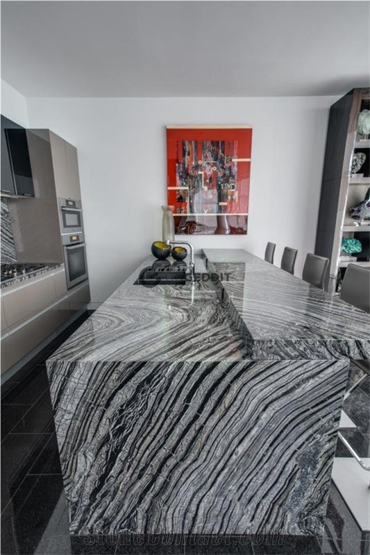 Ancient Wood Grain Marble Kitchen Countertop