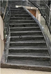 Ancient Wood Grain Silver Wave Marble Staircase