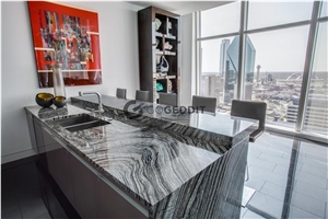 Ancient Wood Grain Silver Wave Marble Table Top