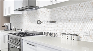Calacatta Gold Penny Round Backsplash Mosaic Calacatta Gold Penny Round Backsplash Mosaic