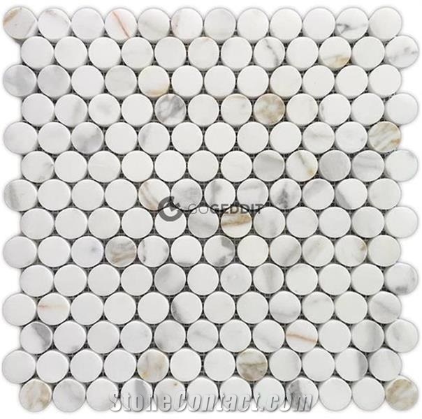 Calacatta Gold Penny Round Backsplash Mosaic