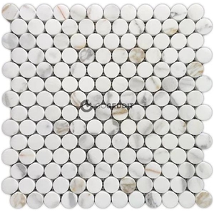 Calacatta Gold Penny Round Backsplash Mosaic