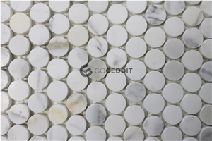 Calacatta Gold Penny Round Backsplash Mosaic