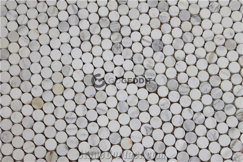 Calacatta Gold Penny Round Backsplash Mosaic
