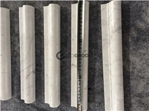 Carrara White Polished 12" Marble Ogee Rail Trim