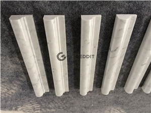 Carrara White Polished 12" Marble Ogee Rail Trim