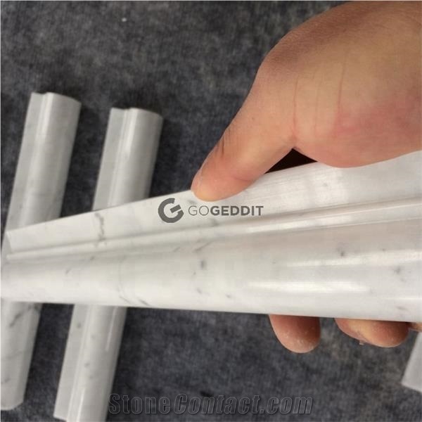 Carrara White Polished 12" Marble Ogee Rail Trim