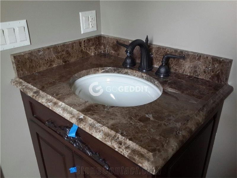 Emperador Dark Marble Bathroom Vanity Countertop