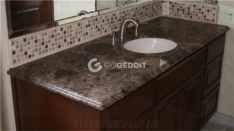 Emperador Dark Marble Bathroom Vanity Countertop