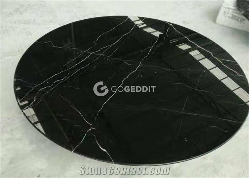 Nero Marquina Marble Round Table Top