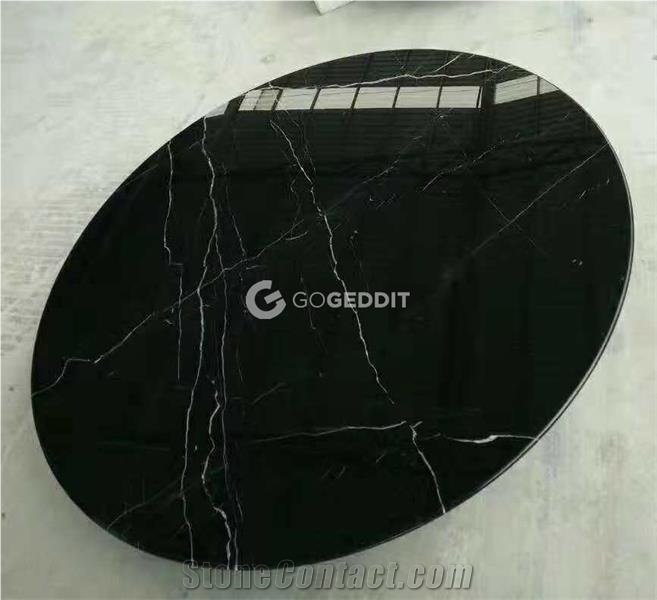 Nero Marquina Marble Round Table Top