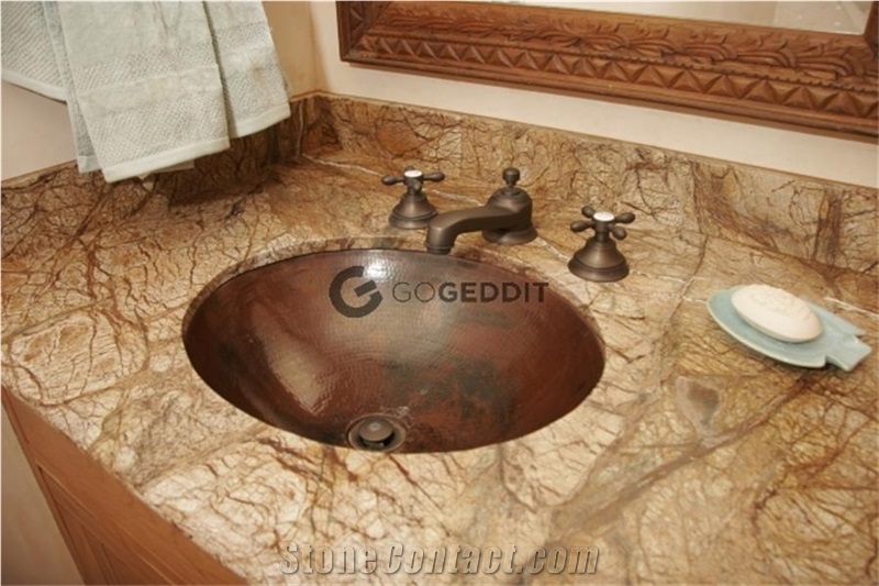 Rainforest Brown Marble Bathroom Vanity Top