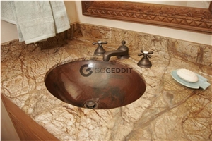 Rainforest Brown Marble Bathroom Vanity Top