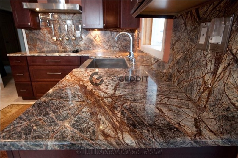 Rainforest Brown Marble Bathroom Vanity Top