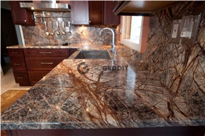 Rainforest Brown Marble Bathroom Vanity Top