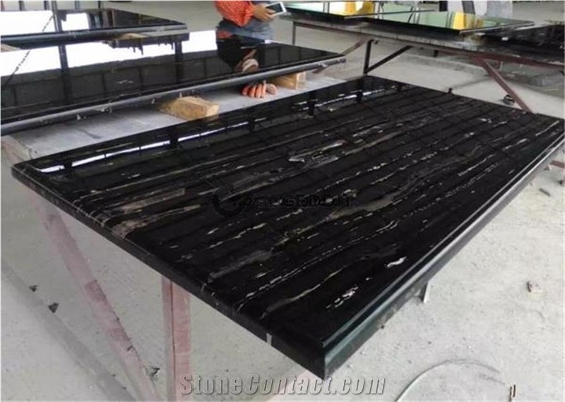 Silver Portoro Marble Custom Countertop