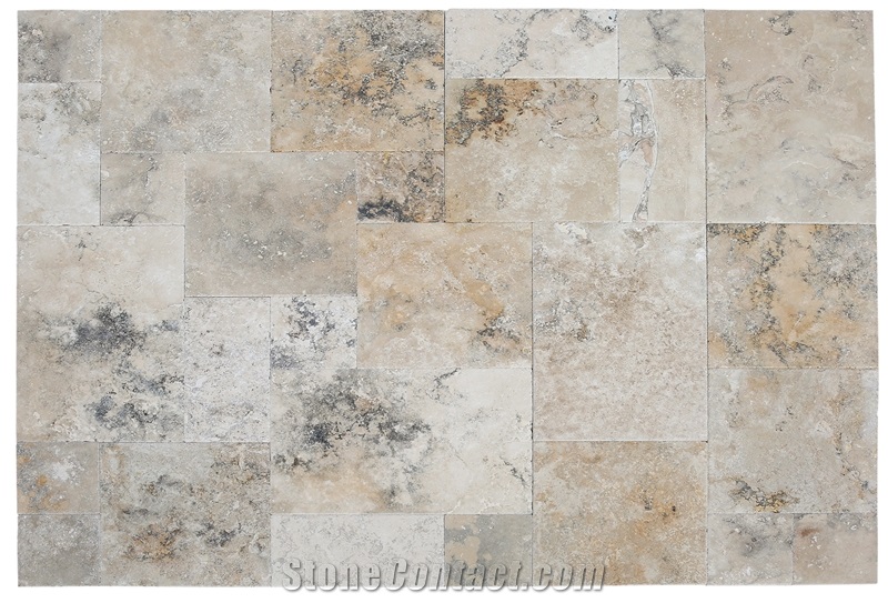 Golden Ink Antique Pattern Travertine Tile