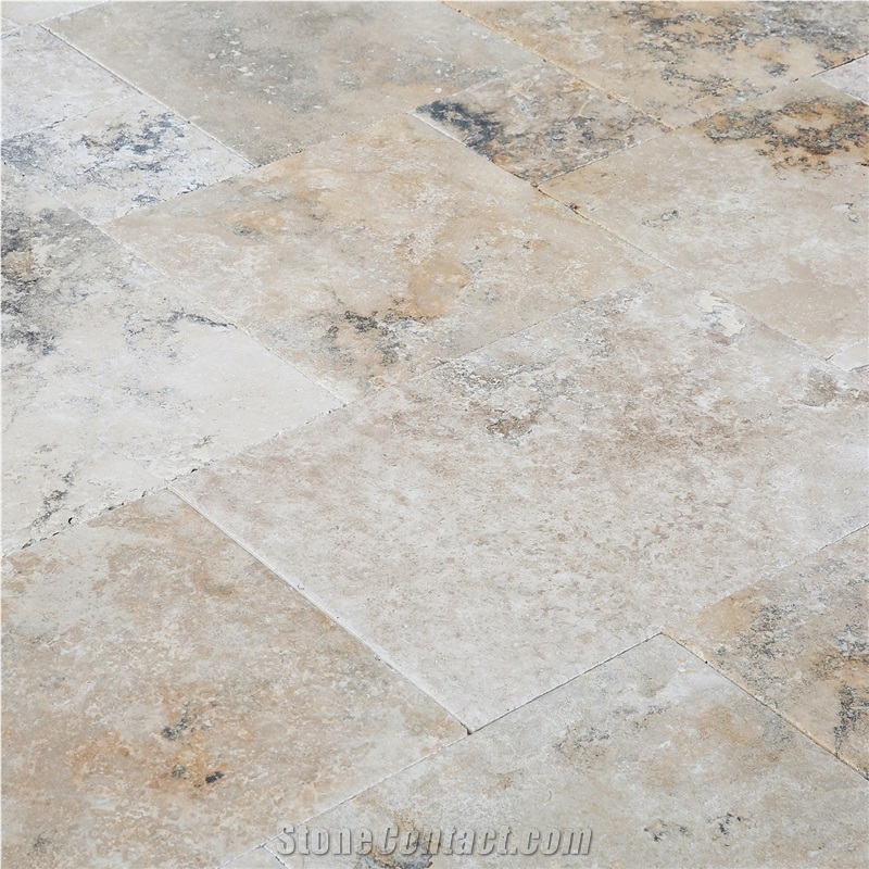 Golden Ink Antique Pattern Travertine Tile
