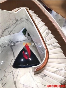 Bianco Calacatta White Marble Curved Steps