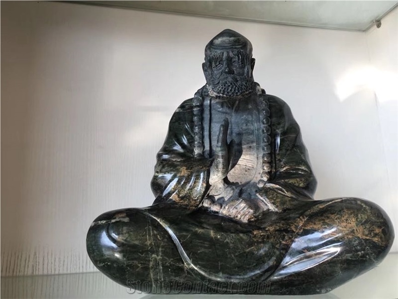 Bodhidharma Green Jade Statue