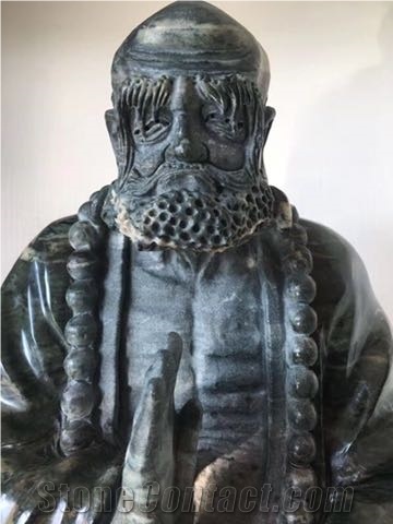 Bodhidharma Green Jade Statue