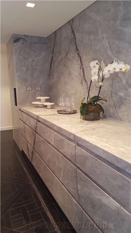 Calacatta Grey Marble Countertop and Tiles