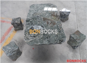 Green Jadeite Granite Garden Benches and Table