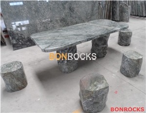 Green Jadeite Granite Garden Benches and Table