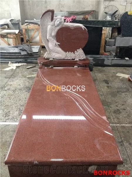 Indian Imperial Red Granite Tombstone and Monument